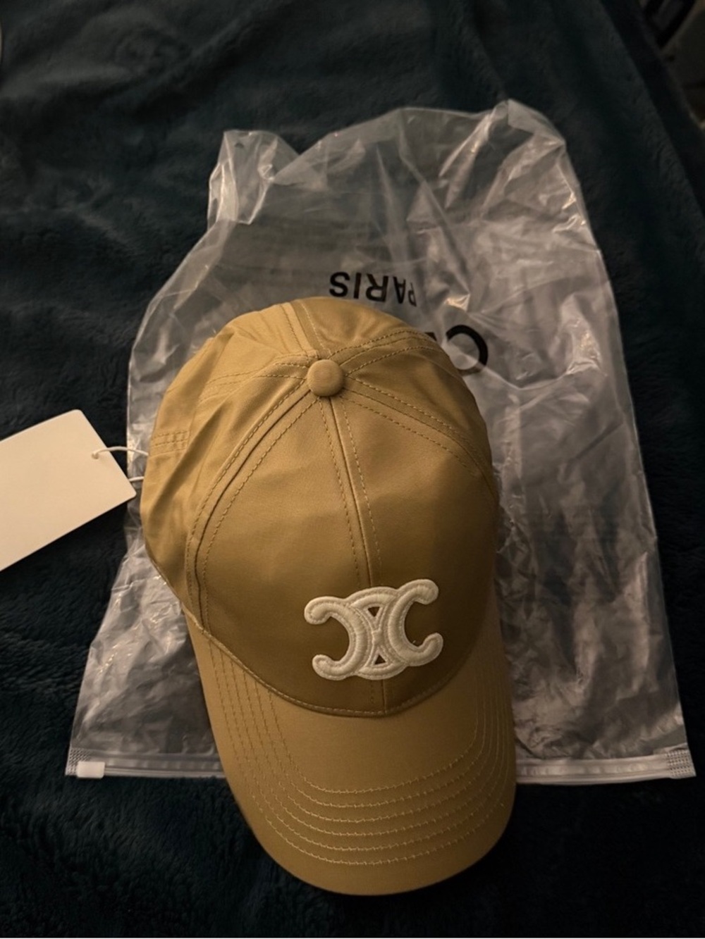 Celine Tan Baseball Cap with White Triomphe Logo